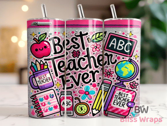 Download Best Teacher Tumbler 20Oz Wrap PNG - Tumbler 20oz Collection