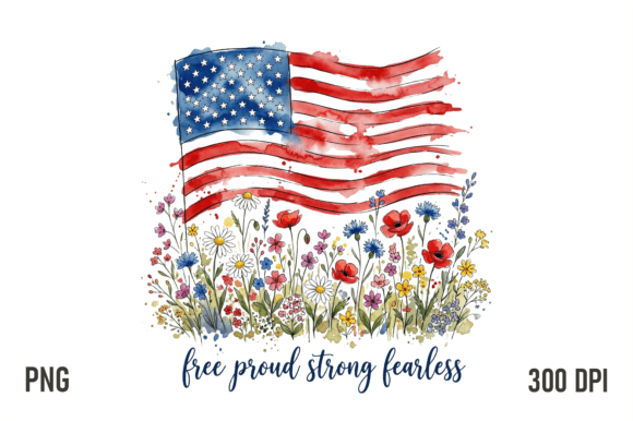 Download Patriotic Floral USA Flag PNG - Premium Resources