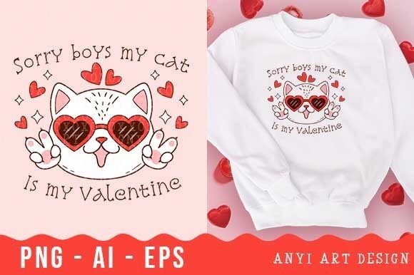 Download Funny Cat Valentines Day Sublimation PNG - Funny Collection