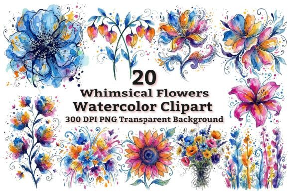 Download Vibrant Watercolor Flowers Clipart - Premium Bundle