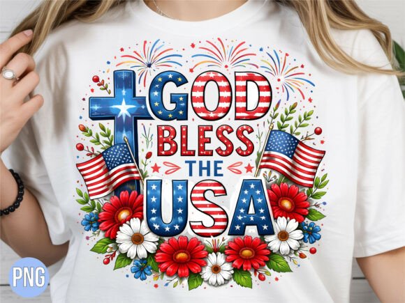Download God Bless USA Floral American Flag PNG - American flag Collection