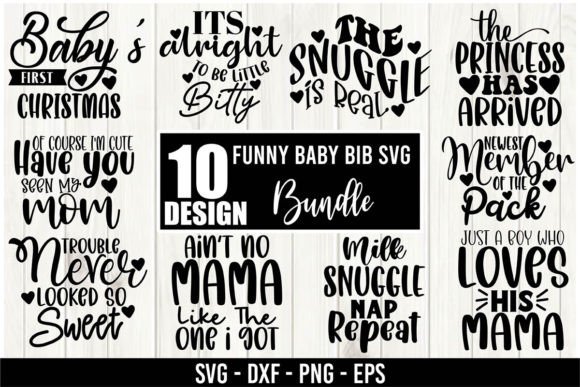 Download Funny Baby Bib SVG Bundle - Funny Collection