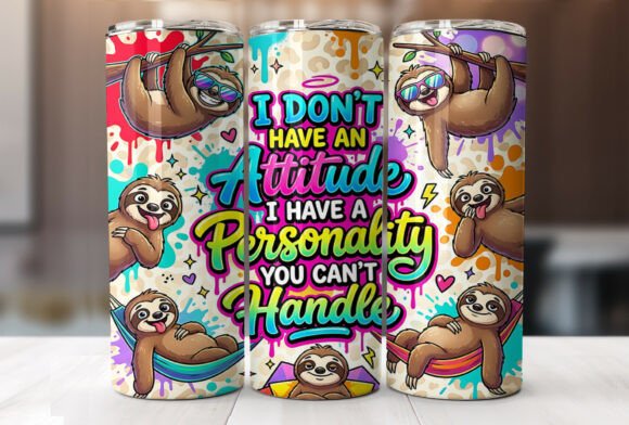 Download Funny Sloth Quote 20oz Tumbler Wrap PNG - Funny Collection