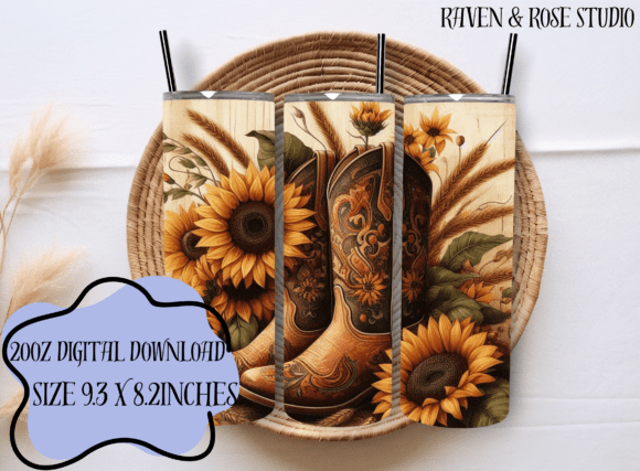 Download Sunflower Cowgirl Boots Tumbler 20oz - Tumbler 20oz Collection