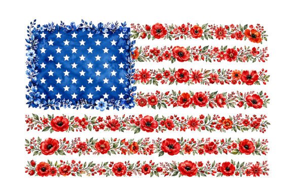 Download Floral 4th of July American Flag Design - American flag Collection