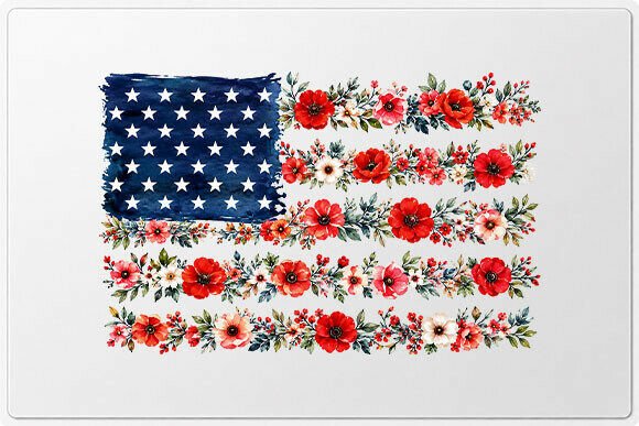 Download Watercolor Floral American Flag PNG - American flag Collection