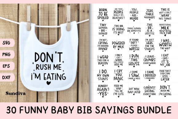 Download 30 Funny Baby Bib Quotes SVG Bundle - Funny Collection