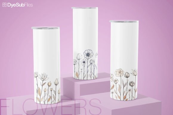 Download Wild Flower Drawing Tumbler 20oz Wrap - Tumbler 20oz Collection