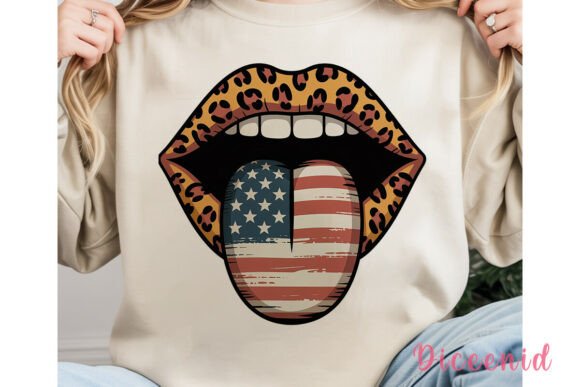 Download Leopard Lips American Flag Tongue PNG - American flag Collection