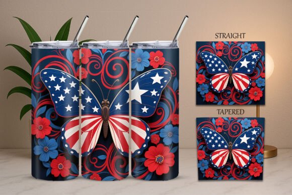 Download Flag Butterfly 4th of July Tumbler 20oz - Tumbler 20oz Collection