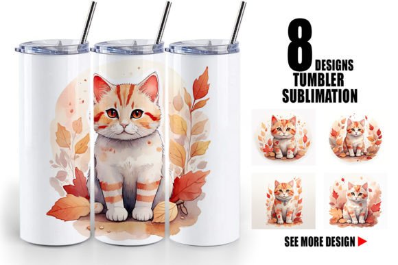 Download Tumbler Cat Among Falling Leaves - Premium Resources